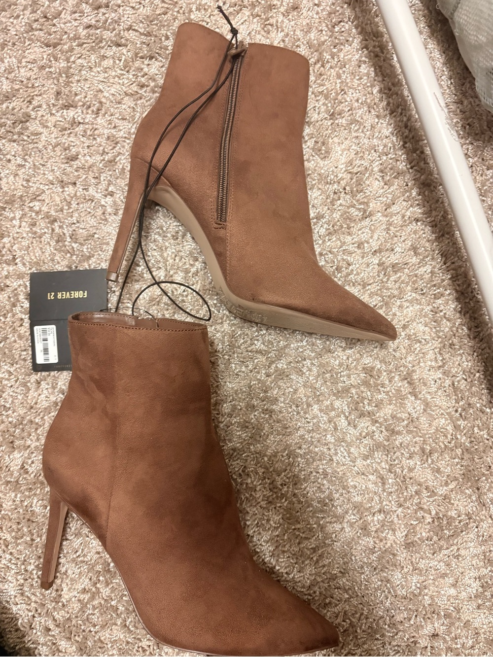Forever 21 Tan Pointed Toe Stiletto Ankle Boots
